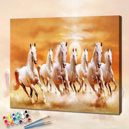 PhotoCustom Oil Painting By Numbers Horse 60x75cm Paint For Drawing By Numbers On Canvas Animals Frameless Home Decor