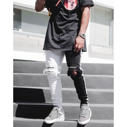 2021 Mens Autumn New Style European And American Trend Jeans Mens Street Fashion Ripped Straight Zipper Pants