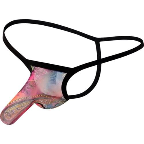 3D Printing Men Sexy Panties Quick Drying Transparent Traceless Ice Silk Comfor Thongs Elephant Nose Pocket Underwear Briefs