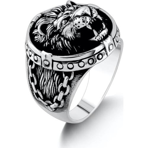 Handmade Signet Sterling Silver Ring with Lion Motif For Men Solid 925 Sterling Silver Animal Men Jewelery