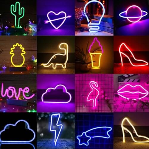 Neon Led Night Light Sign Planet Neon Lights Lamp Love Bat Neon Signs for Room Home Decor Party Wedding Wall Art Dropshipping