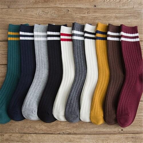 Socks for women new autumn winter stripes harajuku socks female casual cotton sock ladies solid color sox 2020