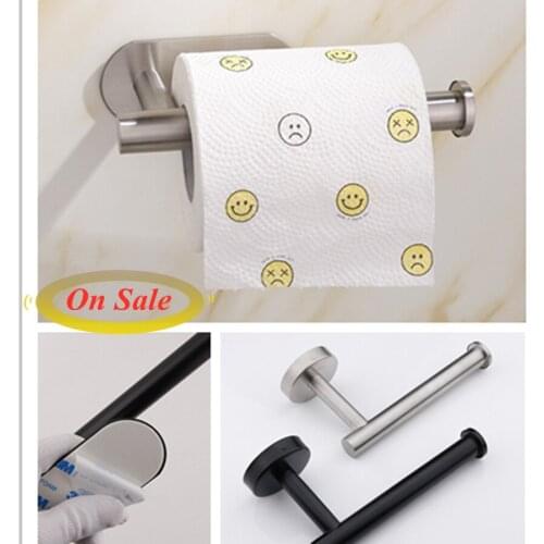 Newest 304 stainless steel hardware Paper Holder self stick punched Bathroom Kitchen Roll Paper Tissue Towel Accessories Holder