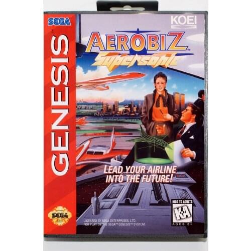 New 16 bit MD game card - aerobiz super sonic with Retail box For Sega genesis system