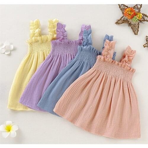 Toddler Girl Clothes 2019 Pudcoco Kids Dresses For Baby Girls Floral Princess Sling Dresses Tutu Summer Outfits Solid Pink Dress