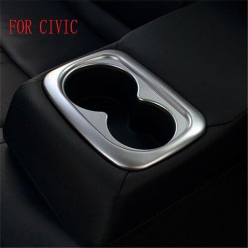 FIT FOR 2016 2017 HONDA CIVIC CHROME INTEROR STYLING CUP DRINK HOLDER CHROME TRIM COVER INSERT LID MOLDING BEZEL GARNISH