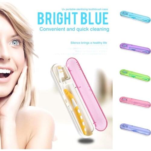 Portable Antibacteria UV Light Toothbrush Sterilizer Box Toothbrush Clean Disinfection Sanitizer Battery Powered Oral Hygiene