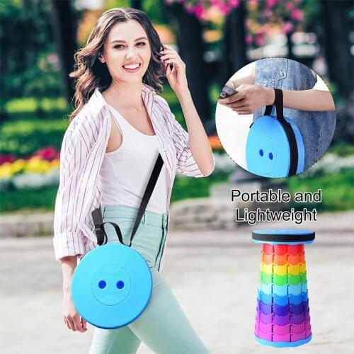 Rainbow Portable Folding Telescopic Stool Subway Queuing Chair and Outdoor Camping Fishing Stool