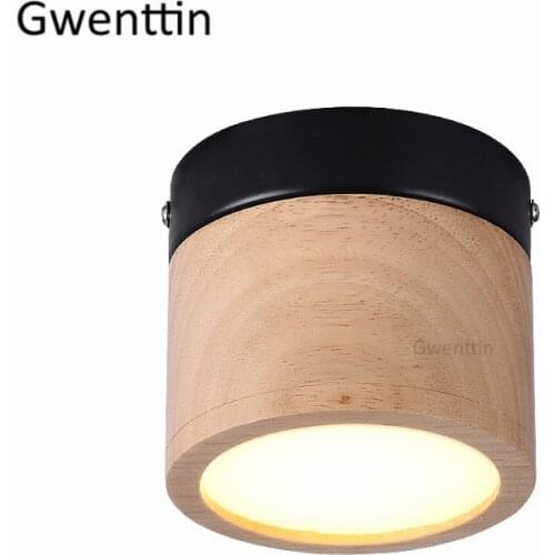 Nordic Wood Led Ceiling Lights Modern Iron Wooden Ceiling Lamp for Home Living Room Bedroom Stair Corridor Spot Light Fixtures
