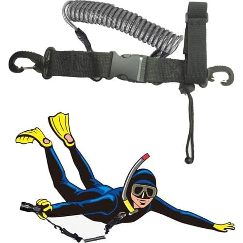 Pmsanzay One Stainless Steel Scuba Diving Lanyard Stainless Steel Spring Coiled Lanyard with Quick Release Buckle for Cameras an