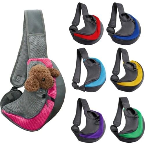Outdoor Travel Pet Puppy Carrier Handbag Pouch Mesh Oxford Single Shoulder Bag Sling Mesh Comfort Travel Tote Shoulder Bag