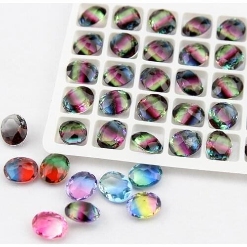4120 10*12 oval k9 rhiinestone Tourmaline beads gradient ramp beads Multicolor DIY Loose Beads For jewelry