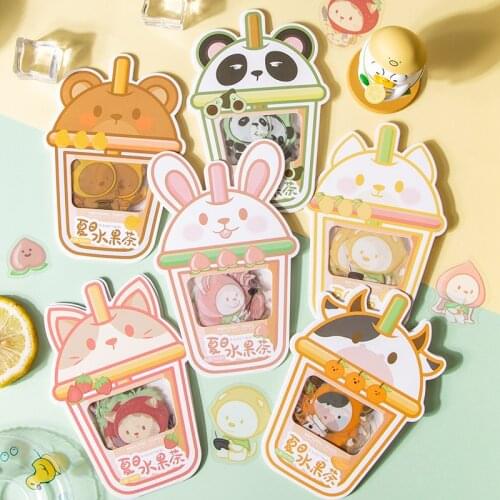 Yoofun 30pcs/pack Kawaii Waterproof Stickers DIY Cute Cartoon Summer Fruit Tea Label For Scrapbooking Diary Collage Stationery