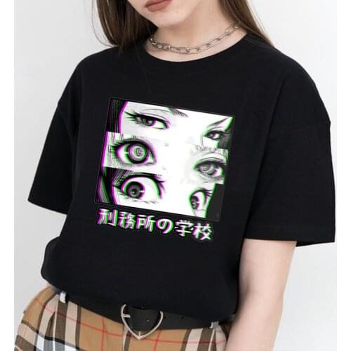 Japanese Anime Prison School Print Summer Harajuku Woman T-shirt 90s Aesthetics Vintage Short-Sleeved Tops Punk Gothic Style Tee
