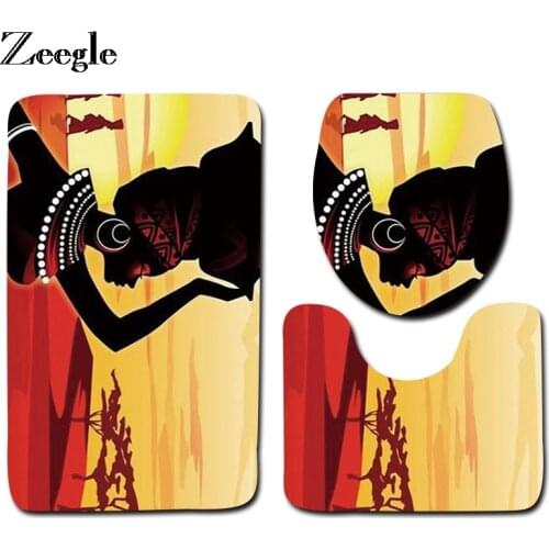 Zeegle 3pcs Bathroom Mats Set Toilet Rug Set Anti-Slip Bathroom Carpets Soft Flannel Toilet Mat and Bath Rug Sets