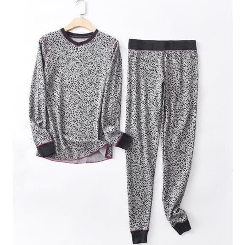 Ladies pajamas Autumn long sleeve Waffle cotton Pajamas set