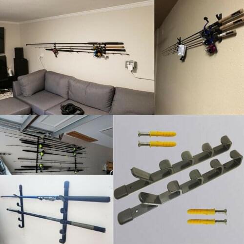 1 Set Horizontal Wall Fishing Rod Rack for Fishing Rod Storage Holds up to 5 Rod