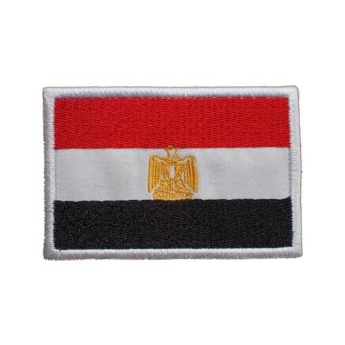 1PCS Full Embroidery Egypt Flag Patch Flag Patch Backpack Bag Jacket Armband Badge Hook and Loop 8cm * 5 cm