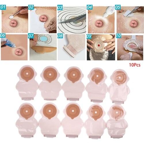 10pcs/lot, Pediatric One-piece Drainable Colostomy Bag,Portable Sticky Closure,Carton design for kids, Odor-free Stoma Care Bags