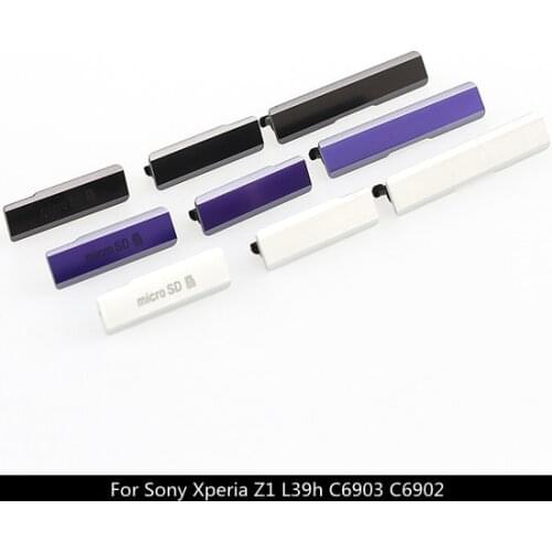100% Original USB Charging Port Dust Plug Cover + Micro SD Port + SIM Card Port Slot for Sony Xperia Z1 L39H C6902 C6903