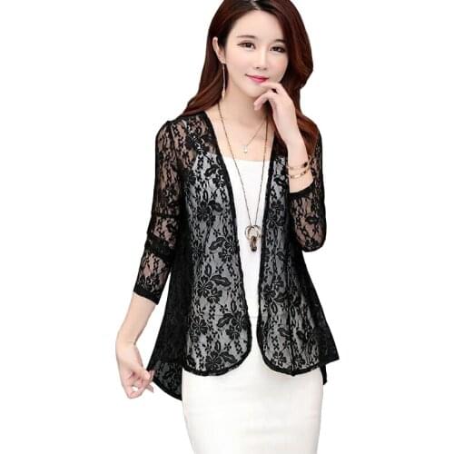 2020 fashion summer lace shawl small jacket women short-cut thin cardigan long-sleeved sun protection clothing cape female 3338