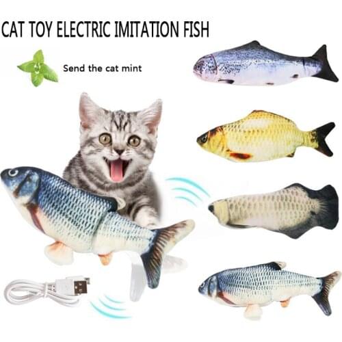 30CM Cat Toy Fish USB Electric Charging Simulation Dancing Jumping Moving Floppy Fish Cat Toy For Cats Toys Interactive