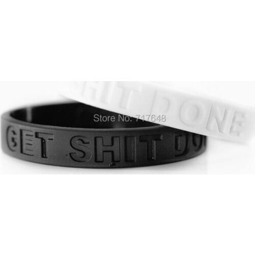 300pcs Plain & Simple GET SHIT DONE wristband silicone bracelets free shipping by FEDEX