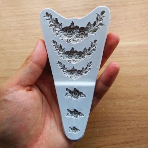 6PC Flower Lace Shape Silicone Fondant Mold, Cake Decorative Tool, Chocolate Candy Mold, Kitchen Accessories SQ17119