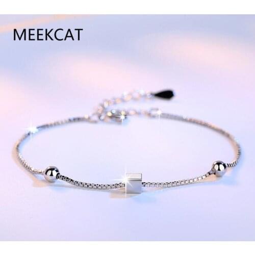 925 Sterling Silver Adjustable Chain Square Charm Bracelets & Bangle For Women Wedding Gift Prevent Allergy Femme Jewelry