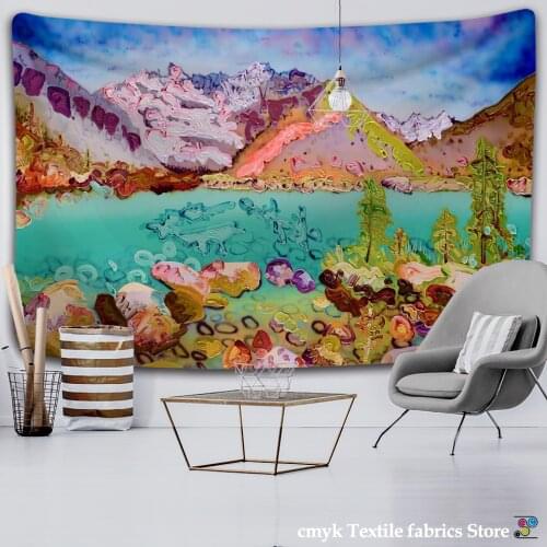 Abstract Forest Oil Painting Tapestry Wall Hanging Psychedelic Hippie Bohemian Art Printing Living Room Dormitory Decor