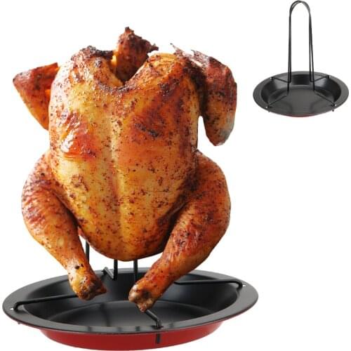 Non-stick Grilled Chicken Plate Carbon Steel Chicken Roaster Rack Roasting Grill Stand Grilling Tools Kitchen Outdoor BBQ Tools