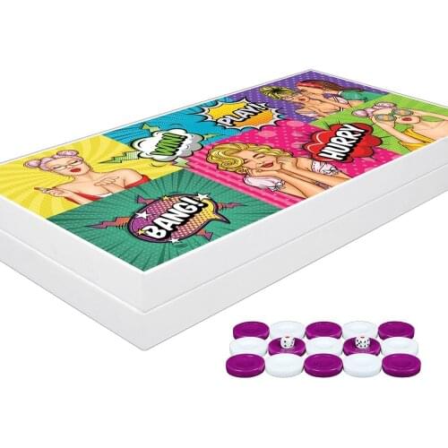 Classic Wooden Pop Art Backgammon Game Set