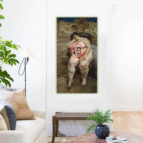 Sleeping With The Lion Carpet by Lucian Freud Canvas Art Oil Painting Aesthetic Decorative Picture Wall Decor Home Decoration