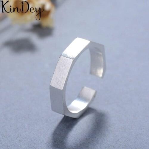 Punk Fancy Silver Color Hexagon Rings for Women Men Large Adjustable Size Rings aneis