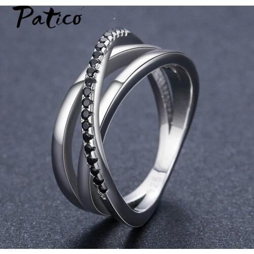 Trendy 925 Sterling Silver Proposal Rings Cubic Zirconia Cross Shape Women Wedding Bands Ring Jewelry Engagement Accessory