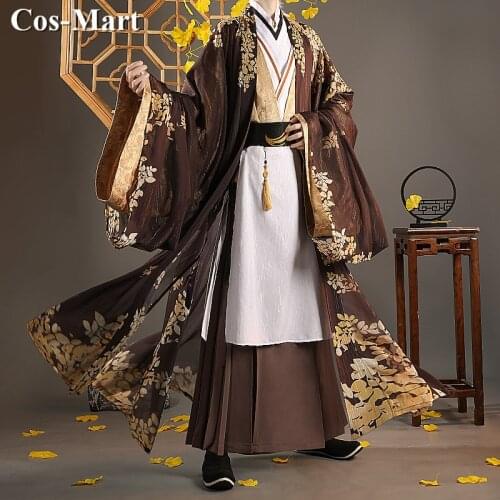 Game Genshin Impact Zhongli Cosplay Costume Snuff Shadow Handsome Printed Uniforms Male Activity Party Role Play Clothing S-XL