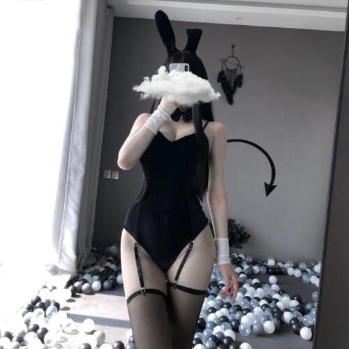 BOYSWE Bunny Cosplay Costume Black Red Color Rabbit Bodysuit Sexy Outfit Wrapped Chest Anime Dress Gift for Girlfriend