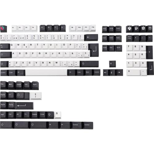GMK-KEY Black White pbt Keycap Cherry Profile Dye Subb Keycaps For Mx Switch dz60 gk61 64 75 87 96 108 Spain Layout iso Key Cap