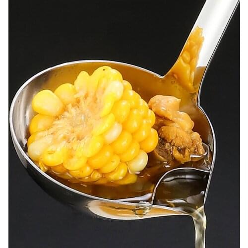 Long Handle Oil Soup Separate Spoon Stainless Steel Soup Spoon Home Strainer Kitchen Oil Filter Spoon Cooking Oil Filter Scoop