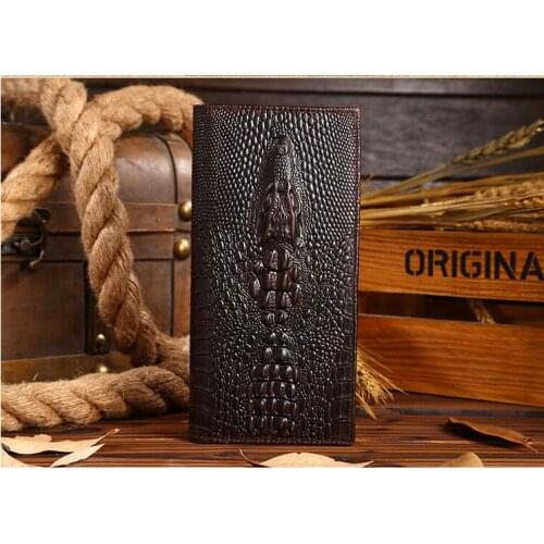 Vintage alligator top cow genuine leather wallets for men three styles Crocodile pattern high quality male