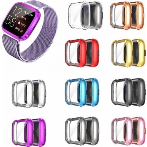 Soft TPU Silicone Plating Case Cover For Fitbit Versa 2 Full Screen Protector Case On Fit Bit Versa2 Smartwatch Protective Coque