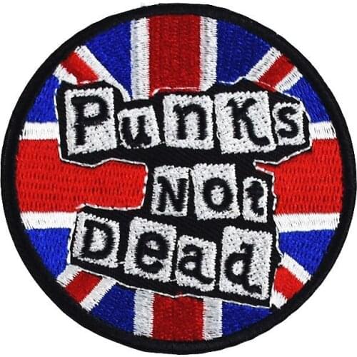 Punks not dead Music Band Embroidered Patches Iron on clothing T-shirt biker Applique Heavy Metal Rock Punk Badge garment label