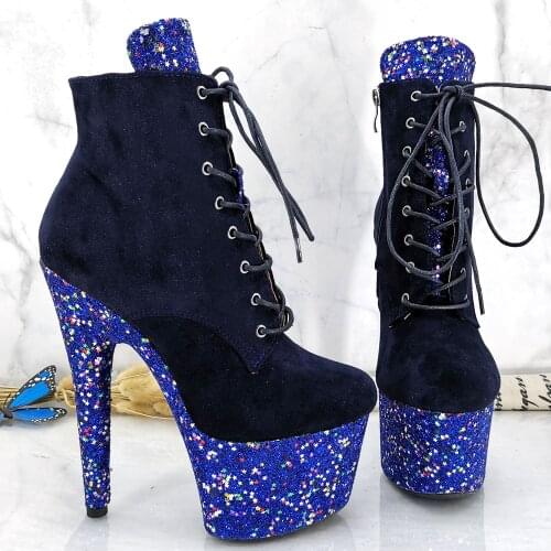 Leecabe 17CM/7inches Pole dancing shoes High Heel platform Boots Pole Dance boot