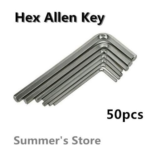50pcs/lot Hex Allen Key 1.5/2/2.5/3/4/5/6mm Wrench 1.5/2/2.5/3/4/5/6mm Spanner 1.5/2/2.5/3/4/5/6mm CR-V