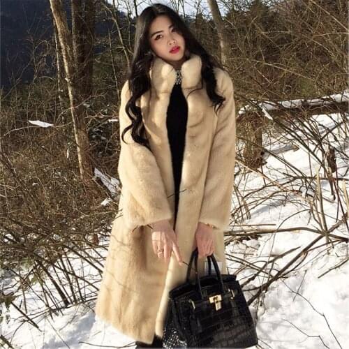 2019 Winter New Fashion Mink Fur Coat Women Loose Long Sleeve OVERSIZE Long Fur Coat Woman Faux Fur Fox Fur Coat LJJ006