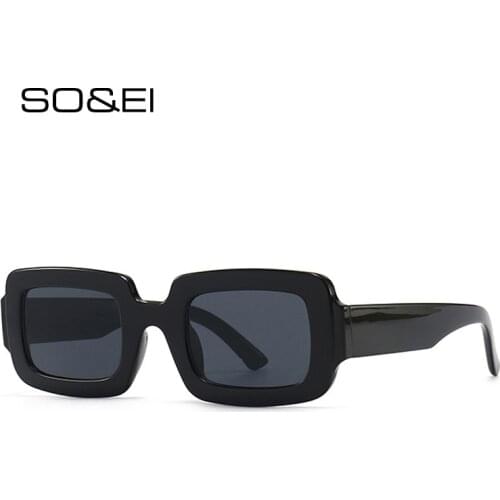 SO&EI Retro Small Rectangle Women Sunglasses Fashion Champagne Purple Eyewear Shades UV400 Men Square Sun Glasses