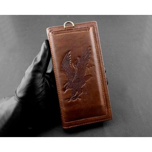 Eagle Stylish Men Pocket Money Purse Leather Wallet ID Credit Card Clutch Bifold Brown