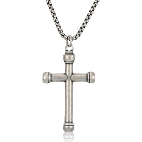 BOFEE Punk Vintage Cross Chain Necklace Pendant Stainless Steel Choker Charm Metal Male Fashion Jewelry Gift Women Men Wholesale
