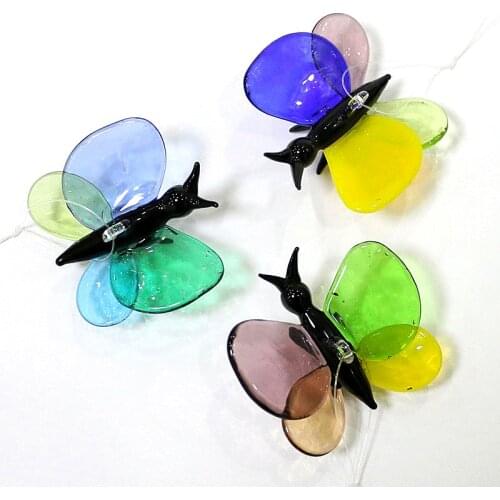 Hanging Insect Animal Mini Figurines Glass Pendant Colorful Cute Dragonfly Butterfly Ornaments Easter Home Garden Decor Supplies