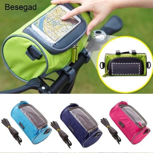 Besegad Water proof Bicycle Handlebar Cycling Outdoor Phone Holder Bag Case with Touch Screen Capability for iPhone 8 7 6 5 5S